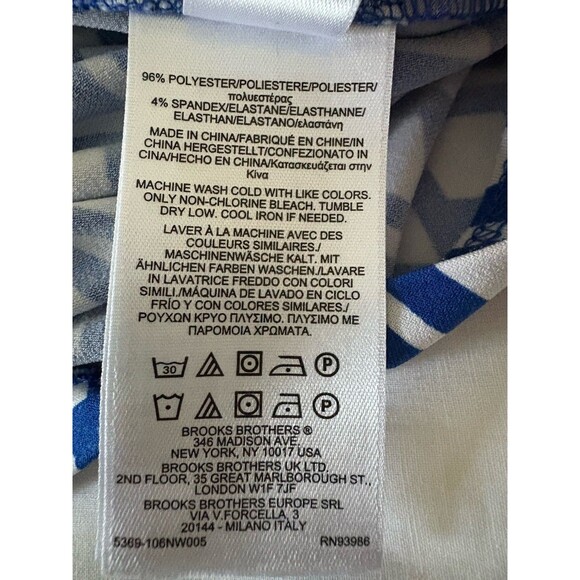 Brooks Brothers Dress Size M Blue & White Geometric Maxi Nautical Stretchy - Picture 7 of 12